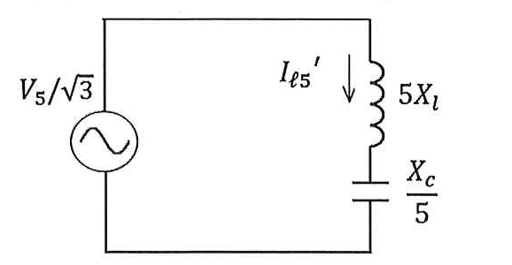 第7図　第5次高調波電圧源による等価回路