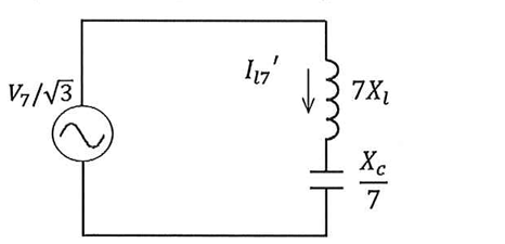 第8図　第7次高調波電圧源による等価回路